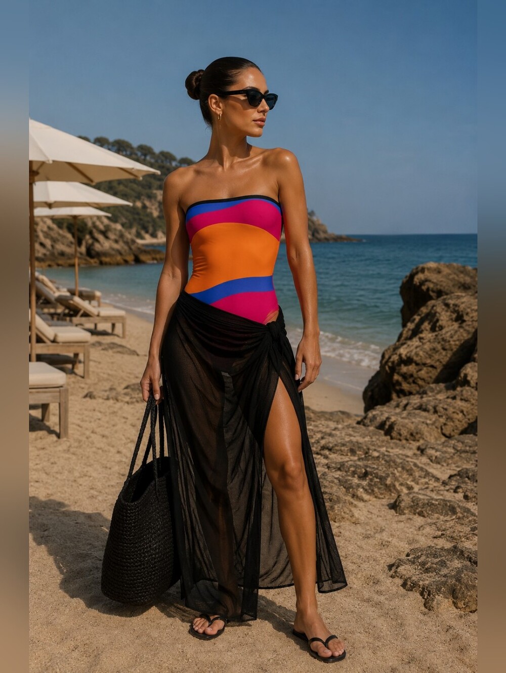 Roksanda Colorblock Swimsuit / Bodysuit – Size Small - UK 8